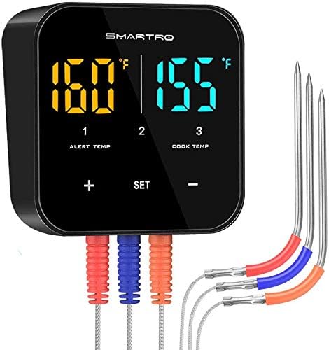 Wireless Meat Thermometer for Grilling, Bluetooth Digital Cooking Food Thermometer Instant Read with Probe for Smoker Oven Kitchen Candy BBQ Grill Thermometer Alarm Monitor Thermometers Timer