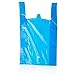 T Shirt Bags, Plastic Grocery Bags with Handles for Shopping and Merchandise, Bolsas De Plastico Para Negocio, 12x20 Inches (Blue, 100 pcs)