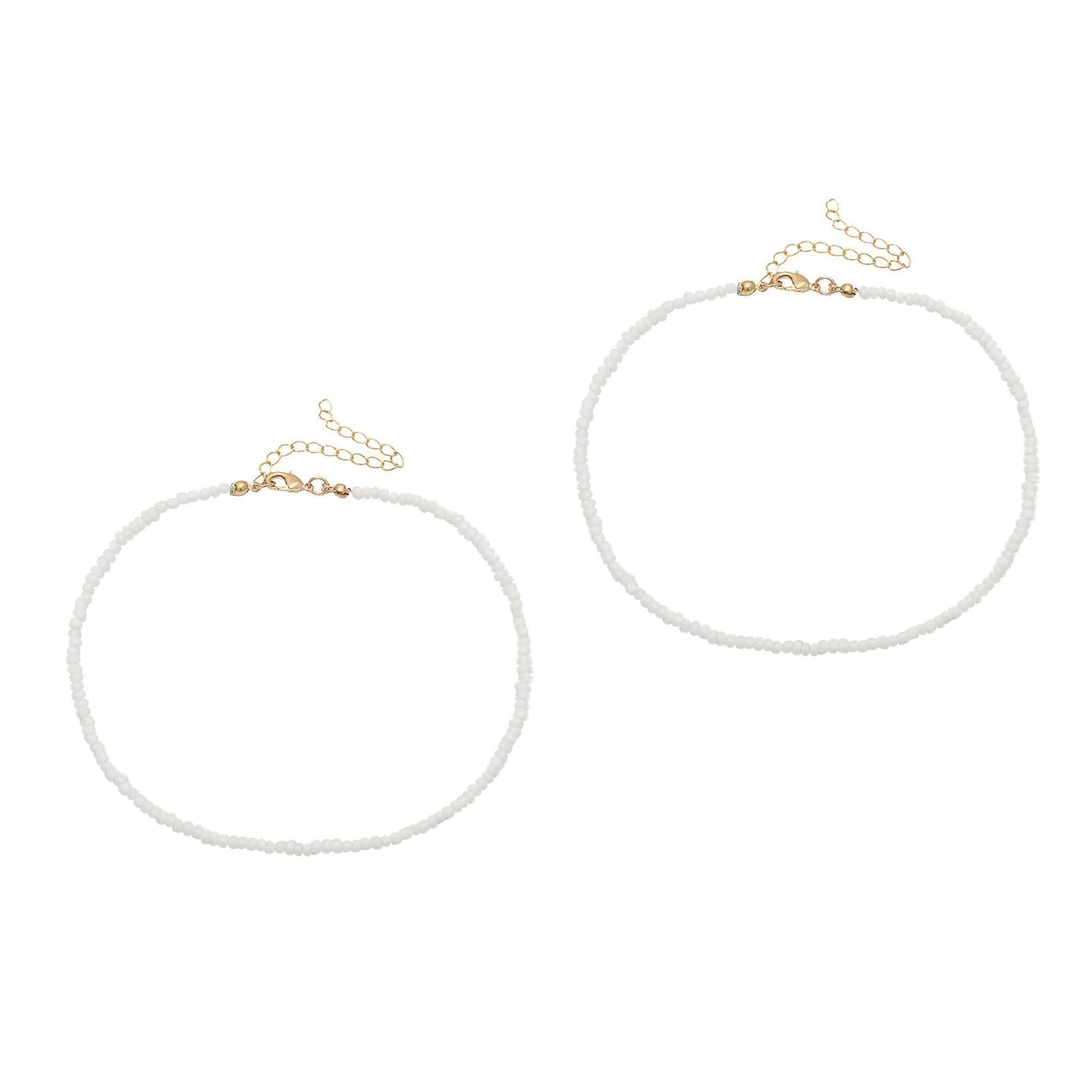 Holibanna White Seed Bead Necklace for Women Girls Simple Single-Layer Rice Bead Choker Fashion Jewelry for Beach Party Prom Vacation