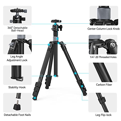 SmallRig 62.2" Carbon Fiber Tripod with Center Column, Travel