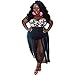 Women's Plus Size Swimsuit Floral Top Black Mesh Skirt Bottom Two Piece Bathing Suit (Black, 4XL (US 16-18))