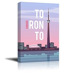 Canvas Wall Art - Toronto Canada Travel Illustration Canvas Art - Giclee Print Gallery Wrap Modern Home Art Ready to Hang - 12x18 inches