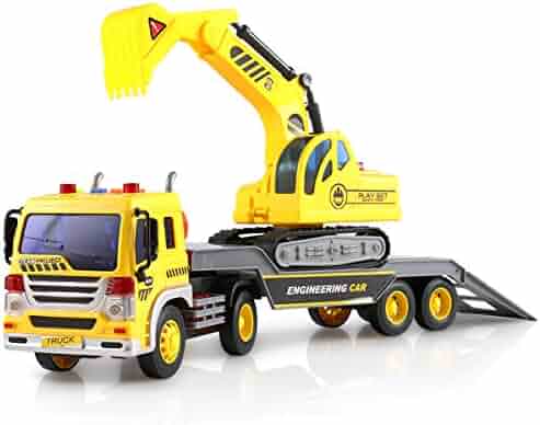 Jevenis 2 Pcs Construction Zoo Happy Birthday Banner Bulldozer