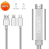 Lightning to HDMI,Iphone to HDMI,Micro USB to HDMI Cable, Iphone to TV Adapter High-Speed 1080P HDTV Cable Adapter for IPhone7/7Plus/6/6Plus, iPad, Samsung (Silver)