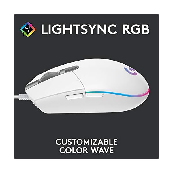 Logitech G203 LIGHTSYNC Gaming Mouse with Customizable RGB Lighting, 6 Programmable Buttons, Gaming Grade Sensor, 8K DPI…