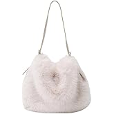 Ulisty Women Small Faux Fox Fur Hobo Bag Furry Adjustable Strap Shoulder Bag Plush Purse Fashion Handbag