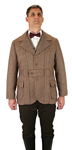 Historical Emporium Men's Norfolk Wool Blend Herringbone Tweed Jacket XL Brown - Thumbnail 4