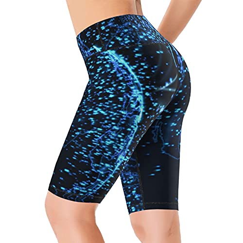Inaayayi Hoge Taille Yoga Shorts Blauw Digitale Aarde Technologie Sociale Vrouwen Bike Shorts Tummy Control Fitness… - Image 3