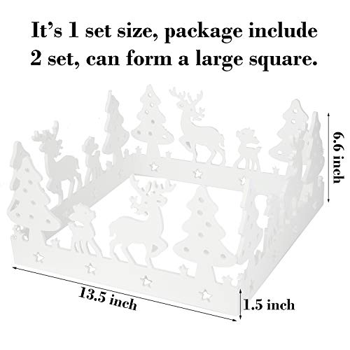 handrong 2 Set Christmas Tree Fence White Decorative Xmas Tree Fencing for Home Garden Yard Office Decoration Gift Storage, Square 13.5Ã—13.5Ã—13.5Ã—13.5 Inch