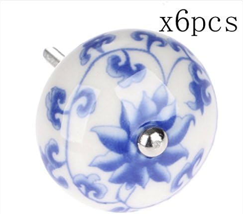 Choubao Durable Round Ceramic Kitchen Cupboard Cabinet Drawer Knobs Dresser Closet Wardrobe Furniture Pull Handle with Screws - 6pcs