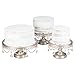 Victoria Champagne Cake Stand Set of 3, Round Glass Plate Metal Dessert Cupcake Pedestal Wedding Party Display with Crystals