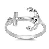 VE-01005 Sterling Silver Anchor Band Ring