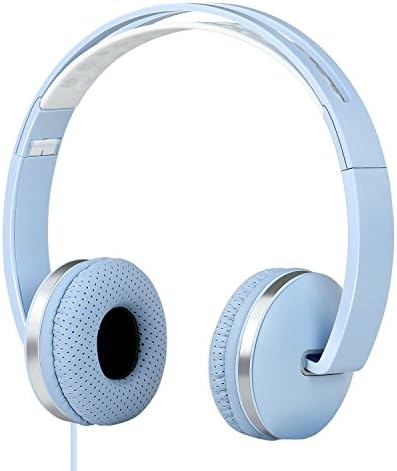 Headphones with Volume Control and on Cord,AUKAY Foldable Headphone Compatible with Amazing Sound plus Powerful Bass, Soft Sweat Proof Earpads for iPhone iPad Android Tablets Computer-Blue