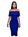 Women Sexy Off The Shoulder Ruffle Slim Fit Bodycon Cocktail Party Midi Dress