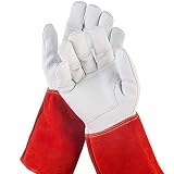 NOCRY Long Leather Rose Pruning Gardening Gloves for Men and Women. Puncture Resistant with Extra Long Forearm Protection and Reinforced Palms and Fingertips, Size Medium