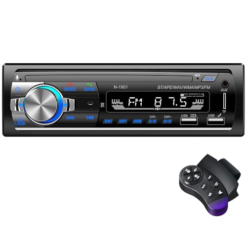 Wistrue FM Bluetooth Car Radio with 2 USB, 1 Din Car Radio Support AUX/SD/TF/MP3, Compatible with iOS/Android