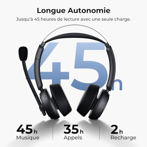 Nuroum HP31D 2026 Professional Wireless Bluetooth Headset with Microphone, Noise Cancelling Headphones with Charging Dock, Bluetooth 5.4, USB Dongle, Multipoint Connection for Telework/Clear Calls
