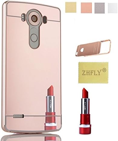 LG G Stylo (2-IN-1) Case, ZHFLY Luxury Electroplate Mirror Acrylic PC Back Cover Case and Metal Bumper Frame for LG G Stylo, LG G4 Stylus, Rose Gold Mirror