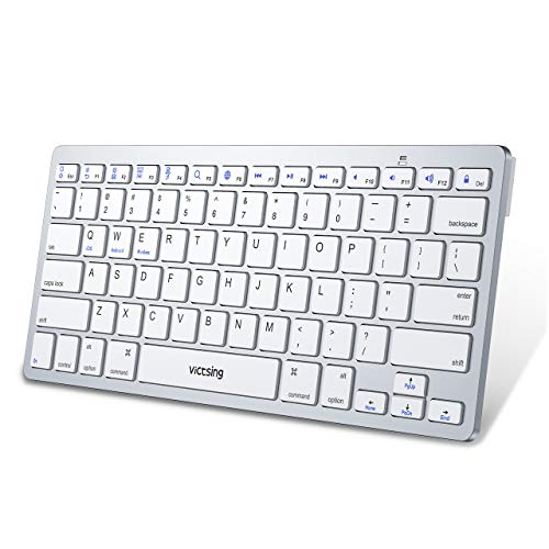 VicTsing Ultra-Slim Bluetooth Keyboard, Portable Wireless Keyboard Support iOS (iPhone, iPad), Android, Windows, Mac Computer, Laptop, Tablet, Smartphone and Other Bluetooth Enabled Devices -White