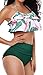 Heat Move Women Retro Flounce High Waisted Bikini Halter Neck Two Piece Swimsuit (Green, M)