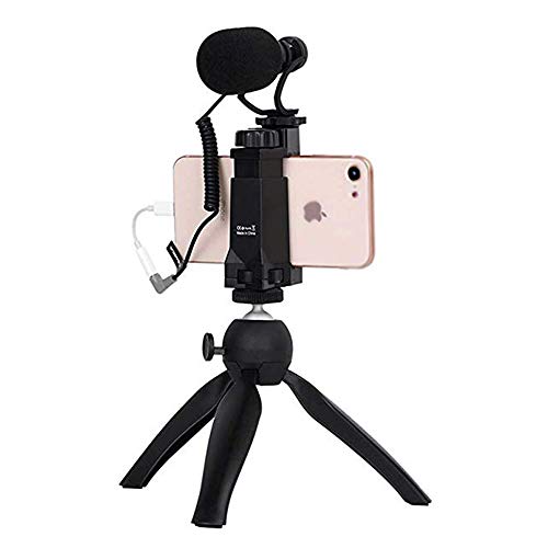 COMICA CVM-VM10-K2 Smartphone-Video-Aufnahmeset Mikrofon-Handhalter mit Tischstativ Shotgun Videomikrofon Video-Rig…