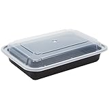 Reusable Microwaveable Food Storage Containers - Pack of 10 Stackable Bento Lunch Boxes with Lids, Freezer and Dishwasher Safe - 1 Compartment, 28oz - Black -By Homeryware