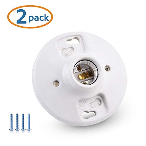 Cable Matters UL Listed 2Pack Porcelain Light Socket Base, Ceiling