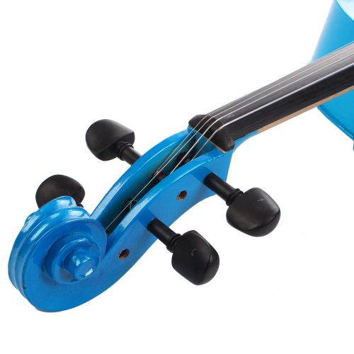 LYKOS 4/4 Acoustic Cello + Case + Bow + Rosin Wood Color Beautiful Varnish Finishing (Blue) - Thumbnail 5