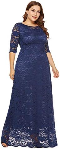 Selenaly Women's Retro Floral Lace Vintage Wedding Maxi Bridesmaid Long Dress