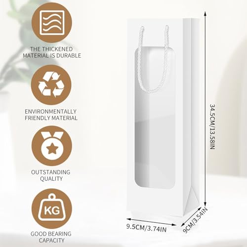 Transparent Wine Bag with Window and Handles - Reusable for Wedding, Party, Christmas - Flower Decoration - Bulk