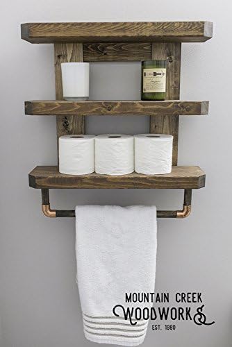 Rustic Wooden Georgia White Pine Bathroom Shelf &amp; Towel Rack by Mountain Creek Woodworks