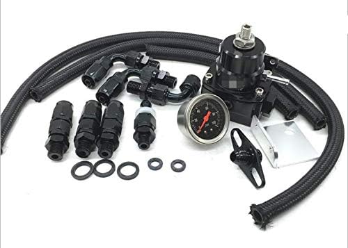 Anngo New Adjustable Fuel Pressure Regulator Kit AN 6 Fitting End Black