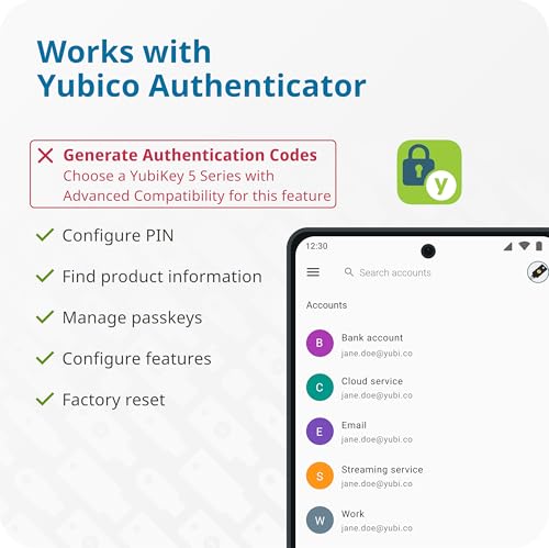 Yubico - Security Key C NFC - Basic Compatibility - Multi-Factor authentication (MFA) Security Key and passkey, Connect via USB-C or NFC, FIDO Certified
