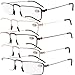 Eyekepper 5-Pack Straight Thin Stamped Metal Frame Half-eye Style Reading Glasses Readers +2.25