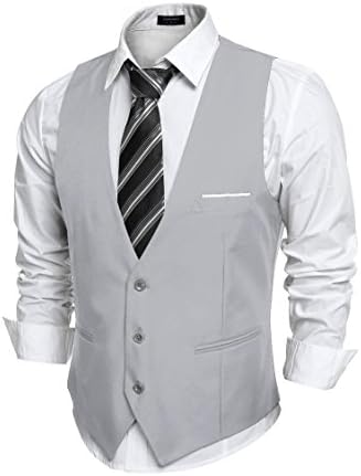 Dongba Men's Top Casual V-Neck 3 Button Slim Fit Formal Business Vest Waistcoat