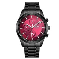 Heyuni. Wrist Watch Fashion Luminous Quartz Chronograph Men Sports Leather Band Watches with Calendar Clock for Men ,Burgundy