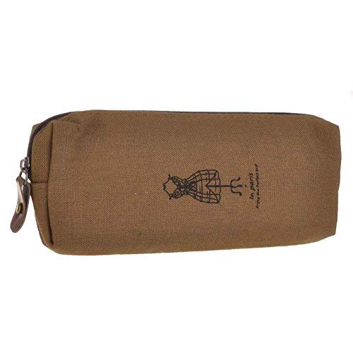 Sealike Vintage Eiffel Tower Canvas Pen Bag Pencil Case Pen Holder Cosmetic Bag Pouch Bag for Women Teen Girls with Stylus Brown - Thumbnail 5