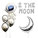 Space Party Balloons 2 the Moon Theme Party Supplies 17Pcs Chrome Silver Galaxy Astronaut Airship Spaceship Chrome Silver Moon Space Man Robot UFO Party Balloon Birthday Banner Decoration