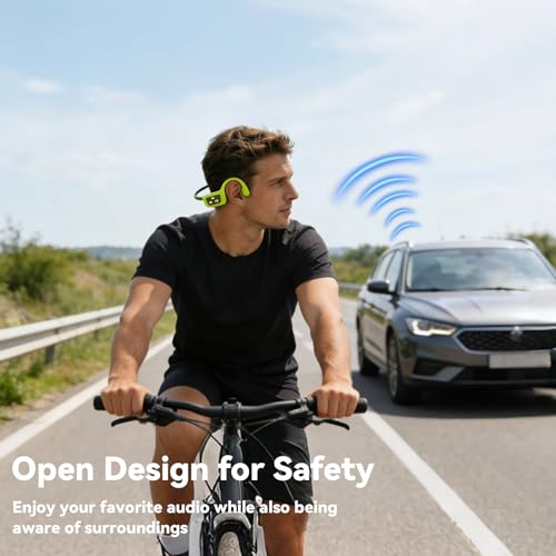 sunvito Bone Conduction Swimming Headphones - IPX8 Waterproof Open-Ear Headphones with Built-in MP3 Player, Bluetooth 5.4 Sports Headphones for Swimming Surfing Running & Cycling (Green)