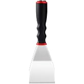 Mister Rui 3 Inch Metal Scraper, Bent Heavy Duty Curved Paint Scraper Tool | Stainless Steel Putty Knife with Hammer End, Spackle Knife with Soft Grip Rubber Handle, Paint Scraper Tool for Wood, Wall