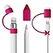 Fintie 3 Pieces Silicone Bundle Compatible with Apple Pencil 1st Generation, Soft Protective Cover Accessories Pencil Cap Holder with Nib Cover, Cable Adapter Tether, Magenta