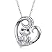 Alphm S925 Sterling Silver Frog Love Heart Toad Pendant Necklace for Women Teen Jewelry