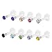 Aprilsky Mixed Czech Crystal Gem 16G Acrylic Labret Sted Monroe Bar Lip Ring Stud Piercing Set - 10 Pieces