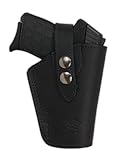 Barsony Black Leather Belt Clip Holster for Small Frame .380 and Ultra-Compact 9mm 40 45
