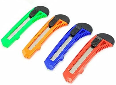 Box Cutter - 4 Heavy Duty Utility Knives.Razor Sharp with Breakaway Blades. Snap off.