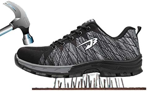 Axcer Mens Womens S3 Safety Boots Breathable Work Shoes with Steel Toe Cap Oil and Slip Resistant Anti-Smash Puncture-Proof Metal Midsole Protection Footwear Security Trainers Industrial Working Boots