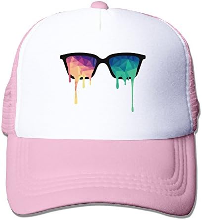 HUGuN Abstract Psychedelic Nerd Glasses With Color Drops Caps Pink One Size