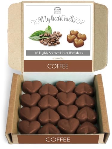Coffee Wax Melts - 16 x 5g Heart Shaped Coffee Scented Wax Melts in a ECO Gift Box - Wickless Candles