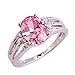 Psiroy 925 Sterling Silver Plated Oval Shaped Simulated Pink Topaz Ring Size 8