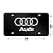 Audi Logo Black Stainless Steel Front License Plate with Screw Caps Cover Set Suit，Applicable to US Standard car License Frame. (Audi)